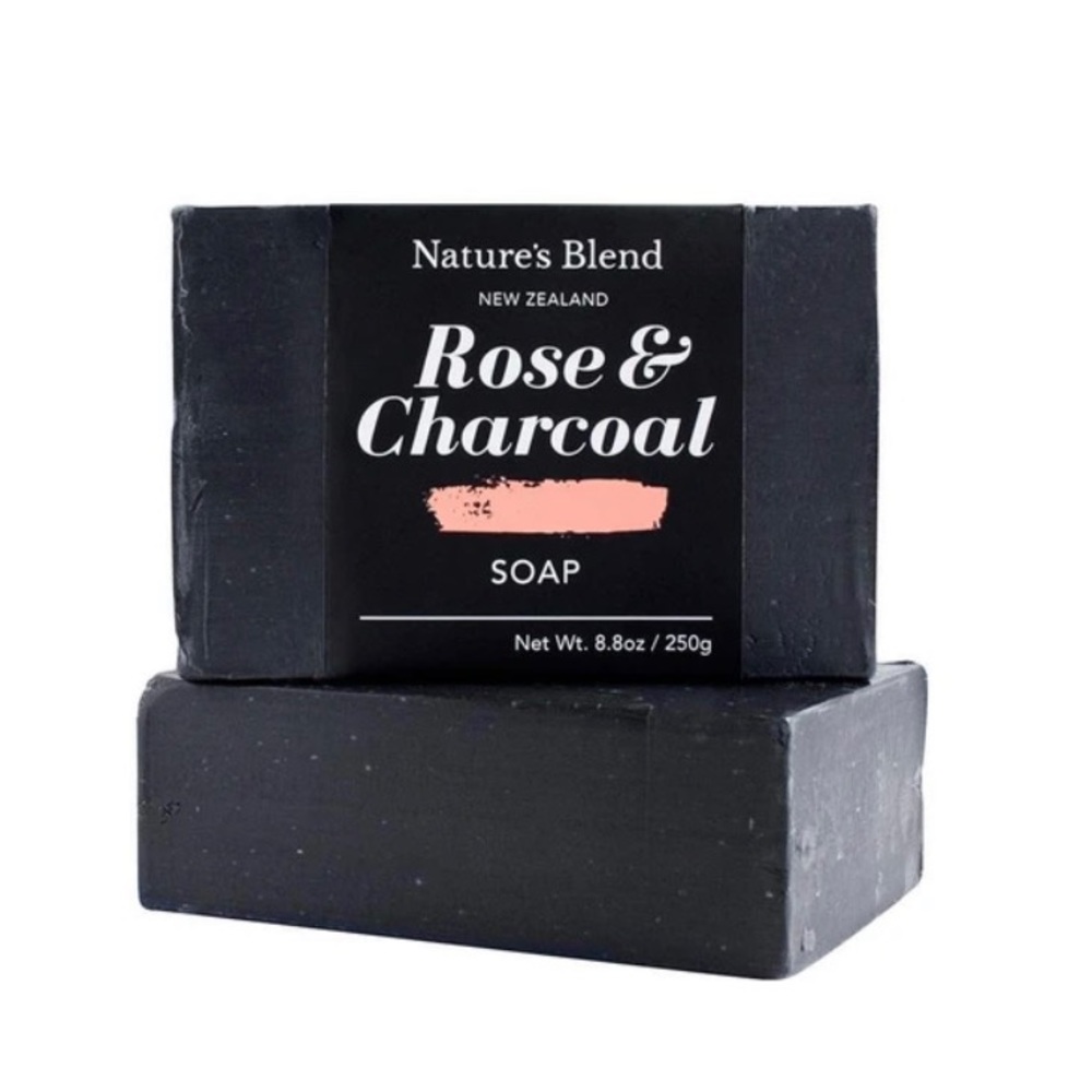 Nature’s Blend New Zealand Rose & Charcoal 2 Pack of Black Bar Soap
